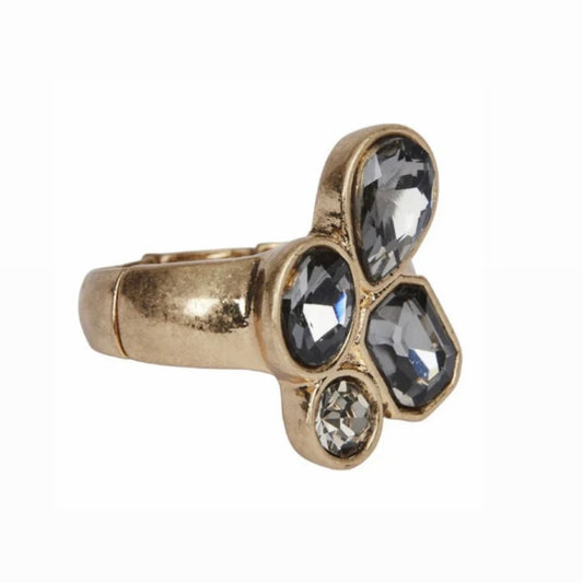 AVA ELASTISK RING GOLD/GREY