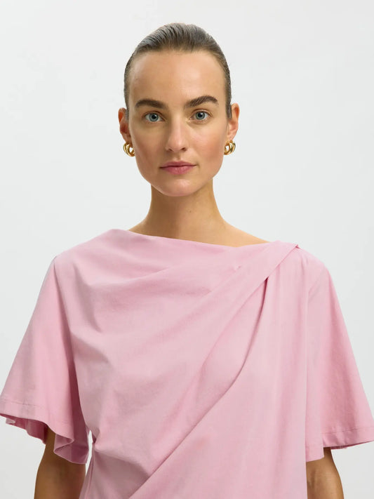 OLINE DRAPED NECK TEE MAUVE