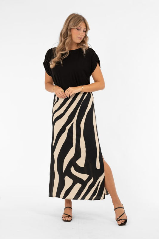 TATUM SKIRT DESSERT SAND/BLACK