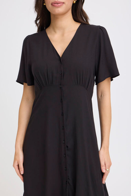 JOELLA SHORT V-NECK DRESS BLACK