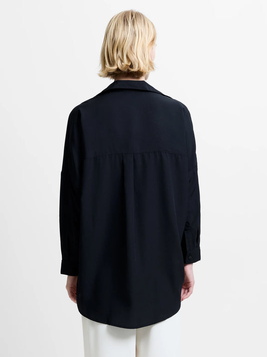 RHODES RECYCLED CREPE POPOVER SHIRT BLACK