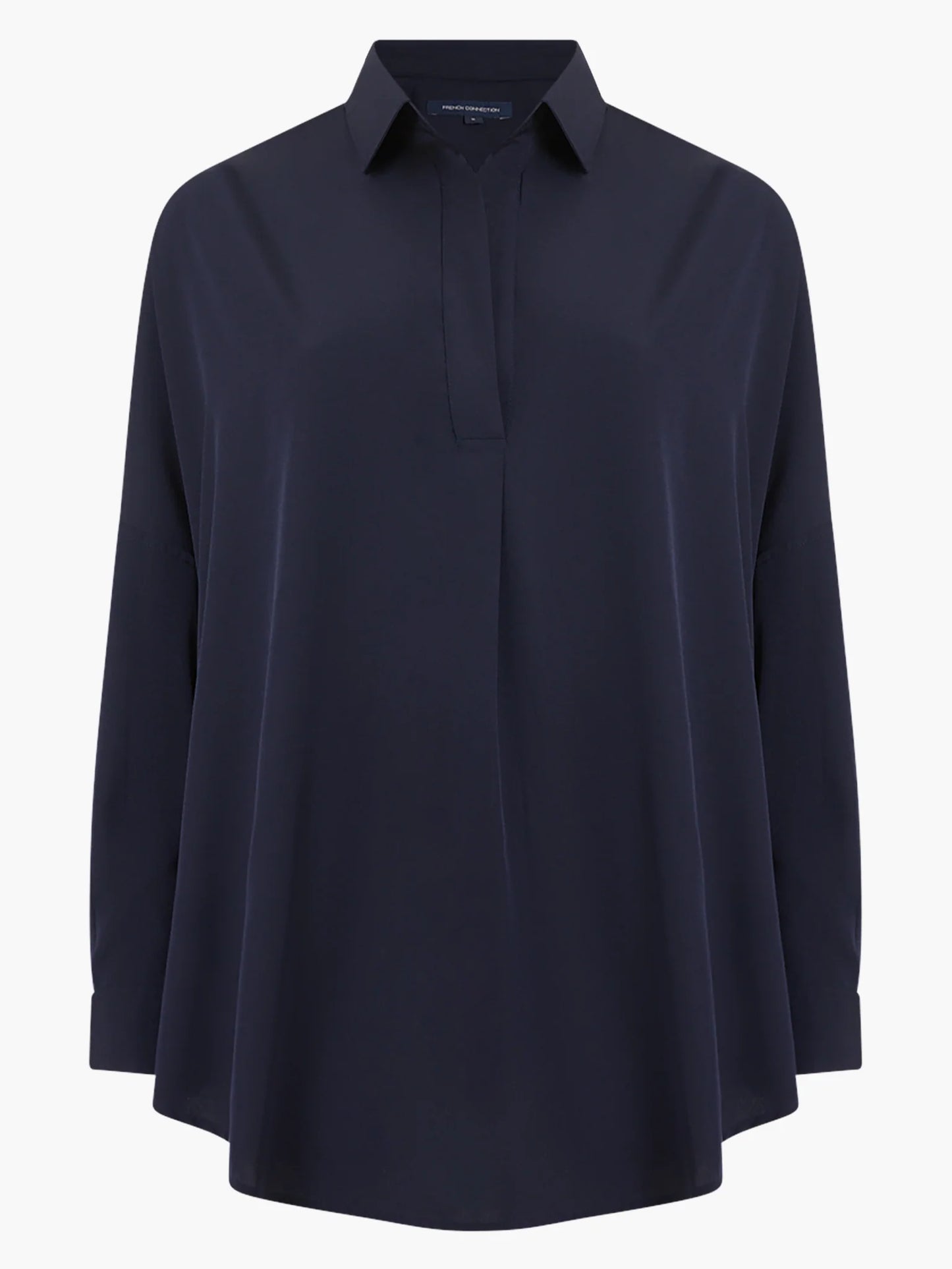 RHODES RECYCLED CREPE POPOVER SHIRT UTILITY BLUE