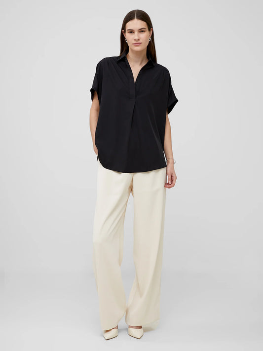 CREPE LIGHT POPOVER SHIRT BLACK