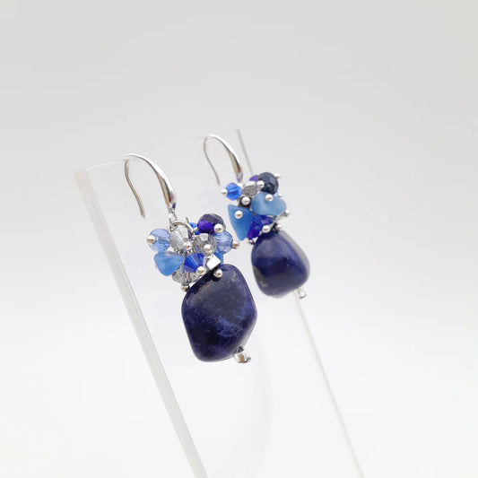 GEMSTONE ÖRHÄNGEN SODALITE & SILVER