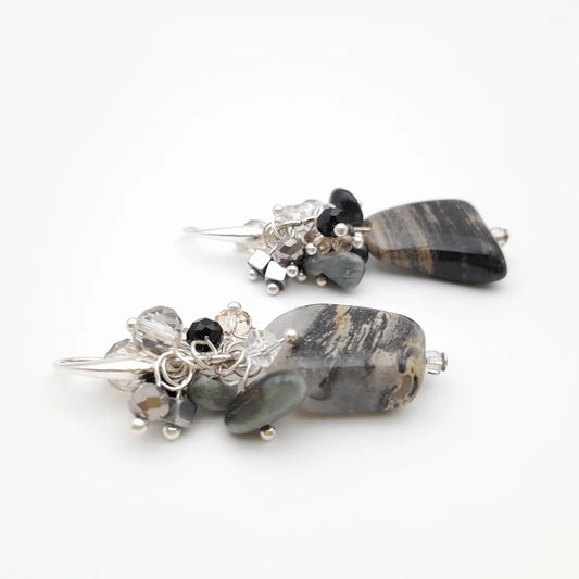 GEMSTONE ÖRHÄNGEN JASPER & SILVER