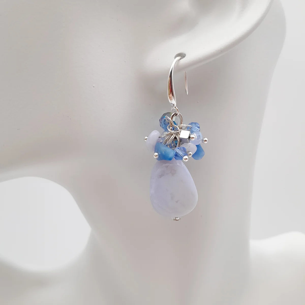 GEMSTONE ÖRHÄNGEN BLUE LACE AGATE & SILVER