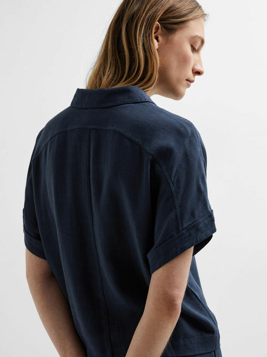 VIVA CROPPED SHIRT DARK SAPPHIRE
