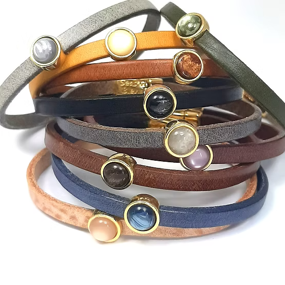 Läderarmband guldpätering