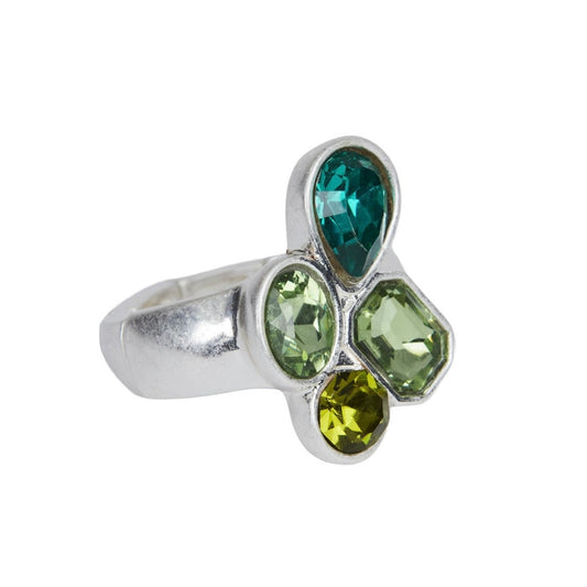 AVA ELASTISK RING SILVER/GREEN