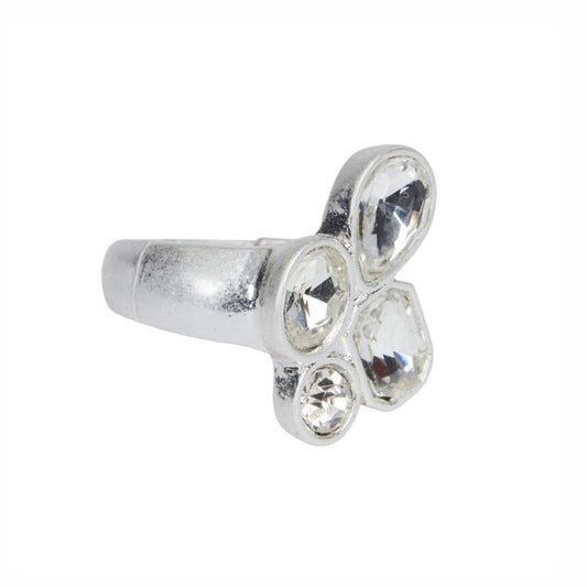 AVA ELASTISK RING SILVER/CLEAR