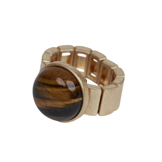 ALVA ELASTISK RING GOLD/BROWN