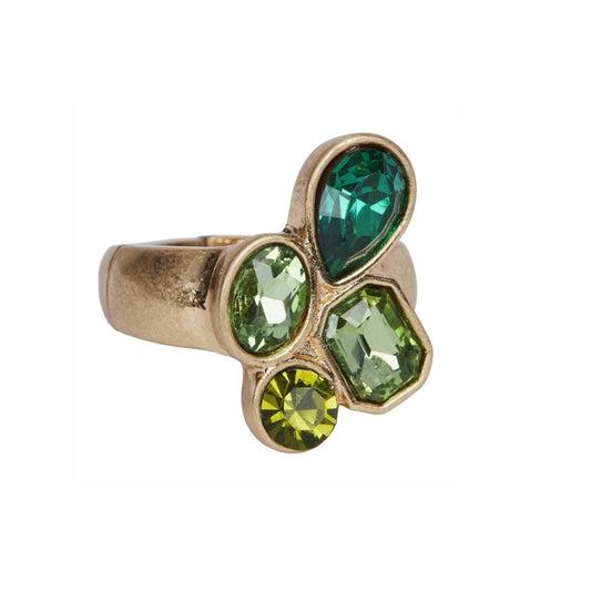 AVA ELASTISK RING GOLD/GREEN