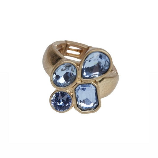 AVA ELASTISK RING GOLD/BLÅ