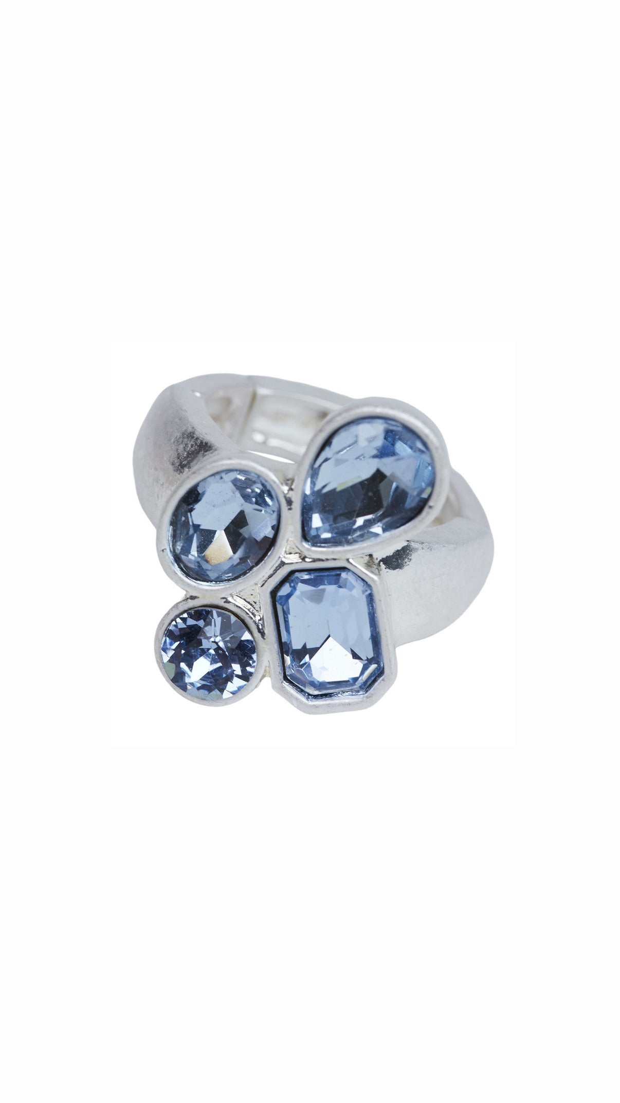 AVA ELASTISK RING SILVER/BLÅ