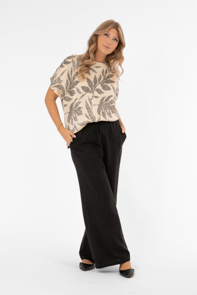 LUSH BLOUSE CHAMPAGNE/BLACK