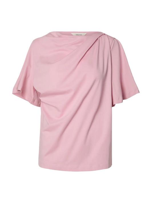 OLINE DRAPED NECK TEE MAUVE