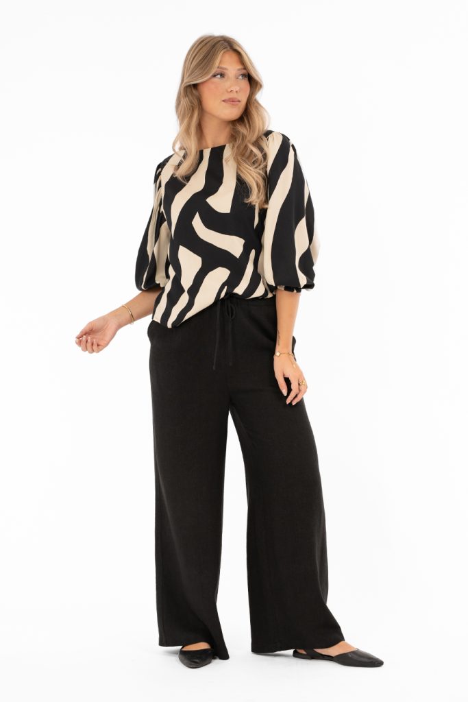TATUM BLOUSE DESSERT SAND/BLACK