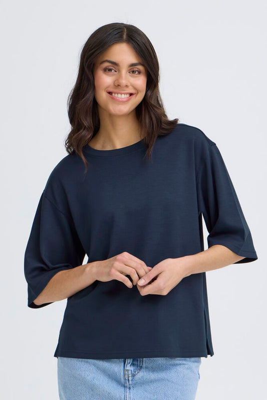 AURORA KORTÄRMAD PULLOVER NAVY BLAZER