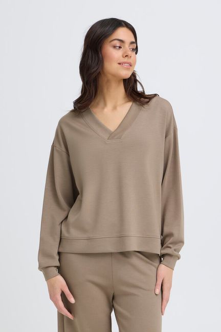 AURORA V-NECK PULLOVER MOUNTAIN TRAIL BROWN