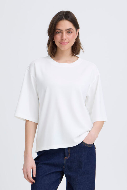 AURORA KORTÄRMAD PULLOVER WHITE
