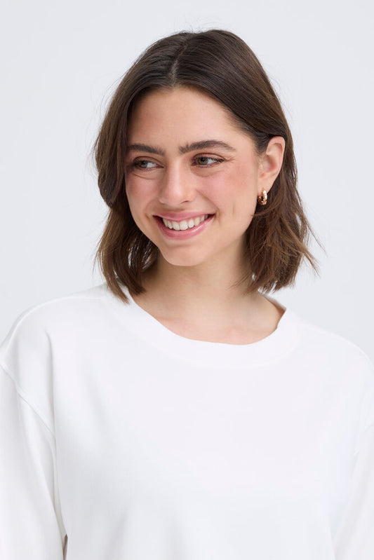 AURORA KORTÄRMAD PULLOVER WHITE