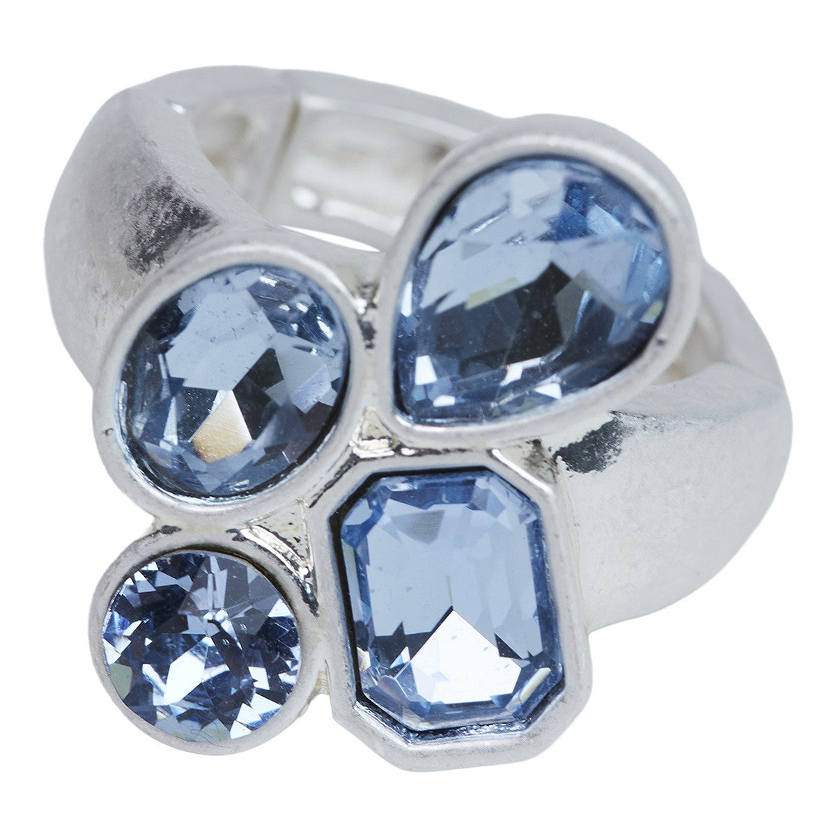 AVA ELASTISK RING SILVER/BLÅ