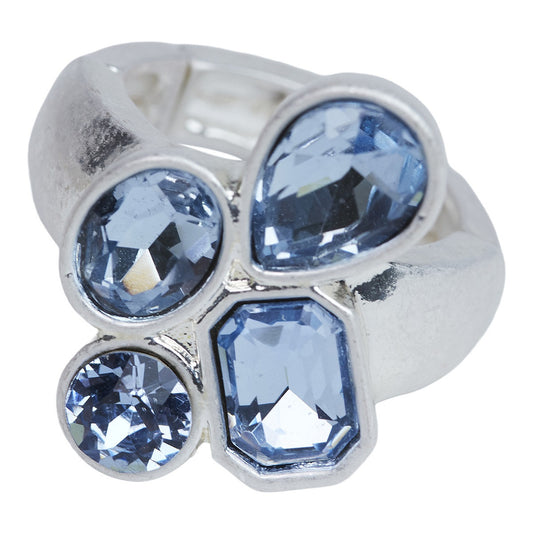 AVA ELASTISK RING SILVER/BLÅ