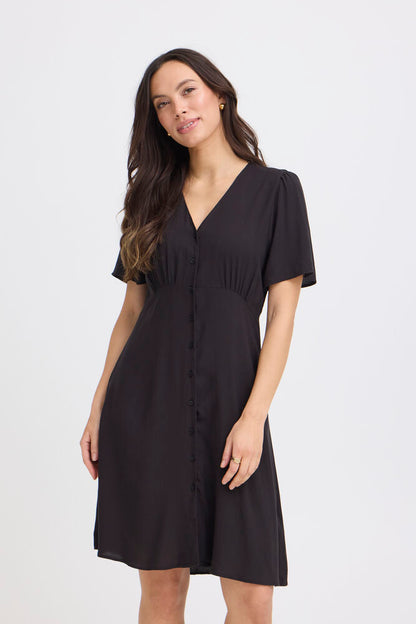 JOELLA SHORT V-NECK DRESS BLACK