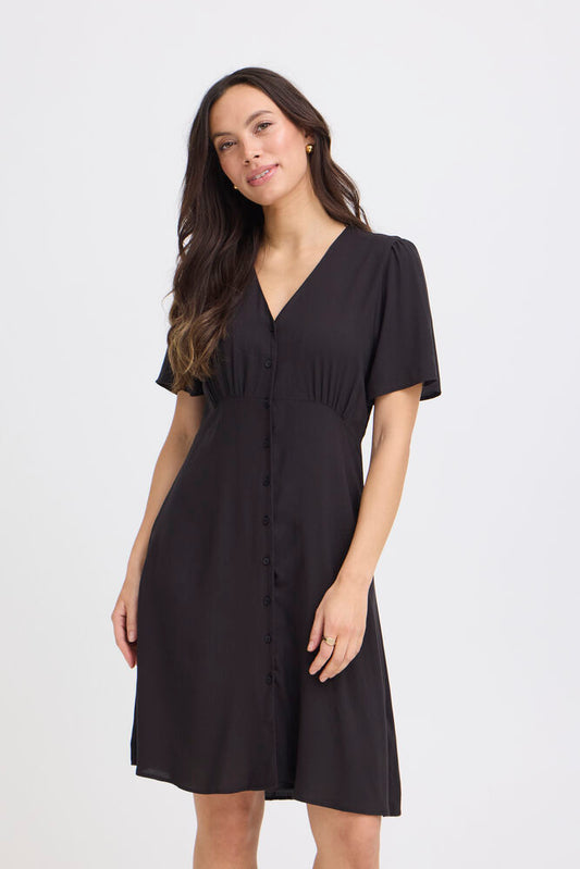 JOELLA SHORT V-NECK DRESS BLACK