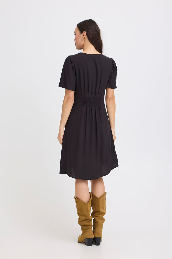JOELLA SHORT V-NECK DRESS BLACK