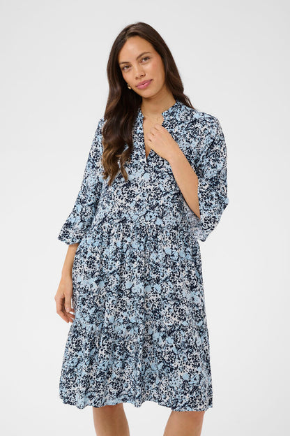 EDA DRESS NIGHTSKY BRUSHED BLOOMS