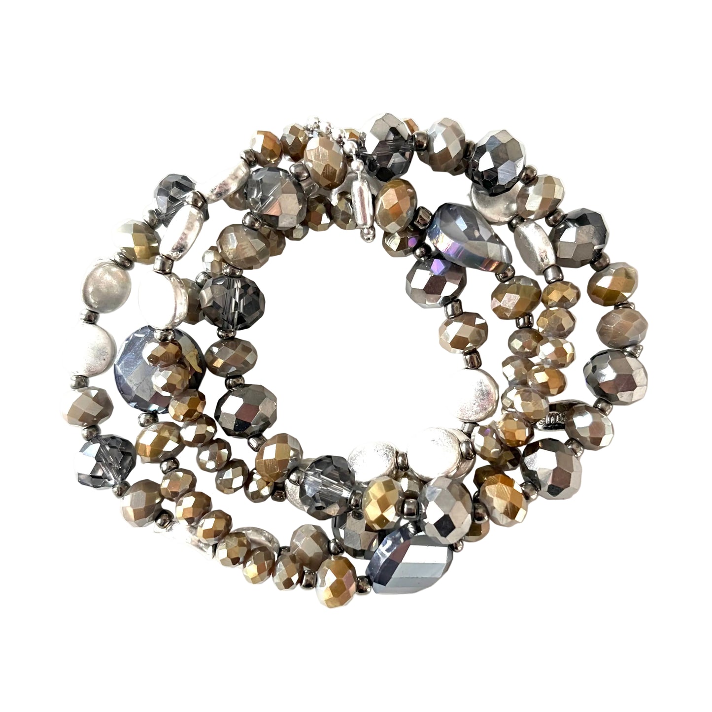 ELASTISK ARMBAND SILVER & BRONS