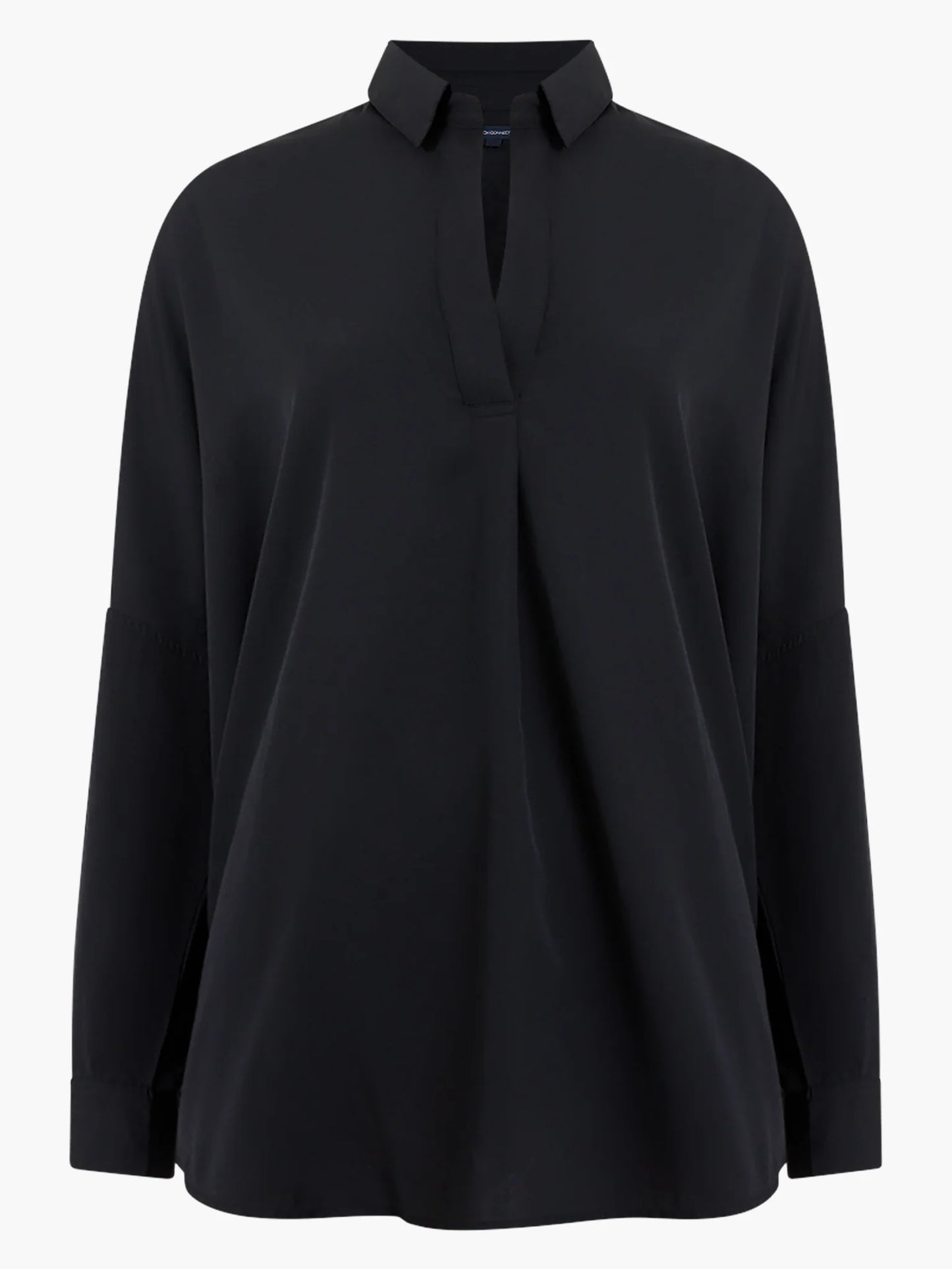 RHODES RECYCLED CREPE POPOVER SHIRT BLACK