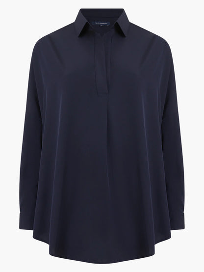 RHODES RECYCLED CREPE POPOVER SHIRT UTILITY BLUE