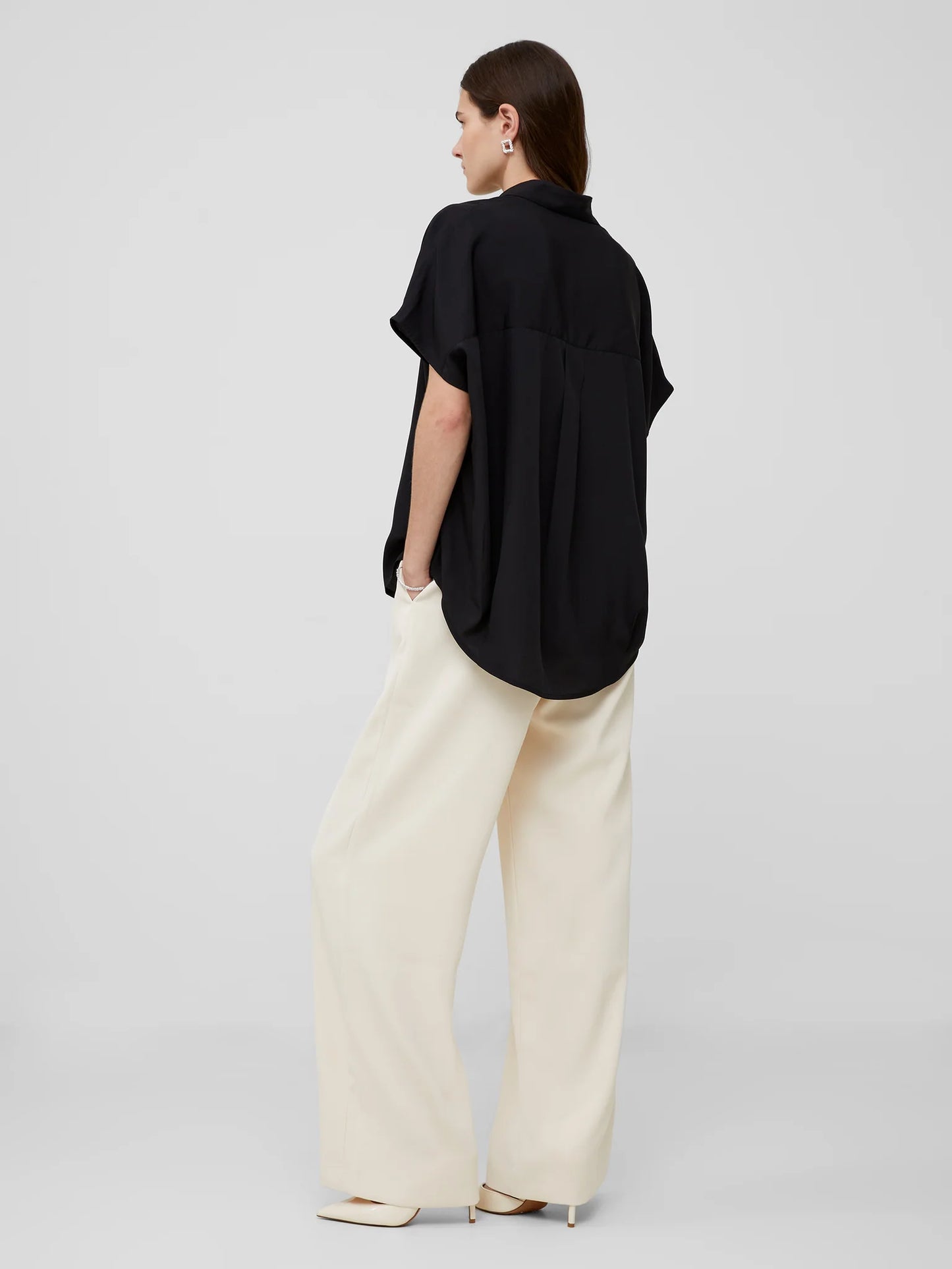 CREPE LIGHT POPOVER SHIRT BLACK