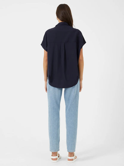 CREPE LIGHT POPOVER SHIRT UTILITY BLUE
