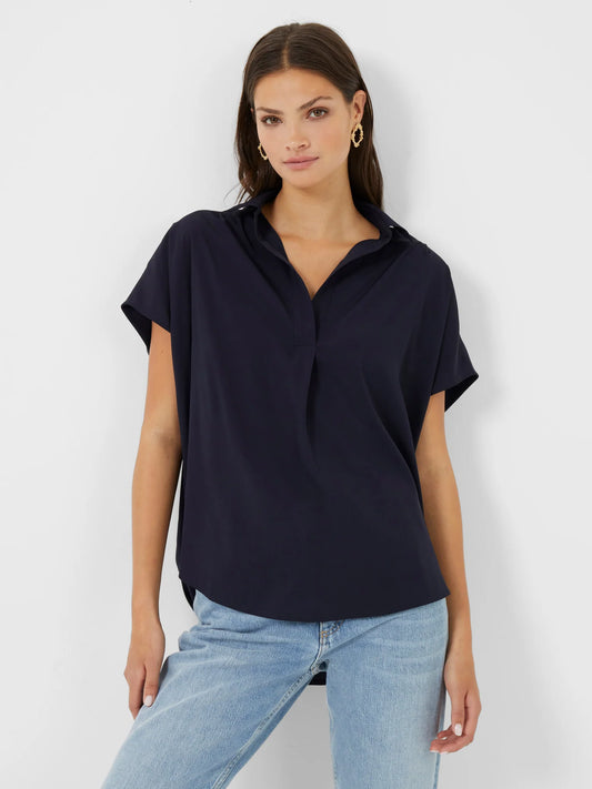 CREPE LIGHT POPOVER SHIRT UTILITY BLUE