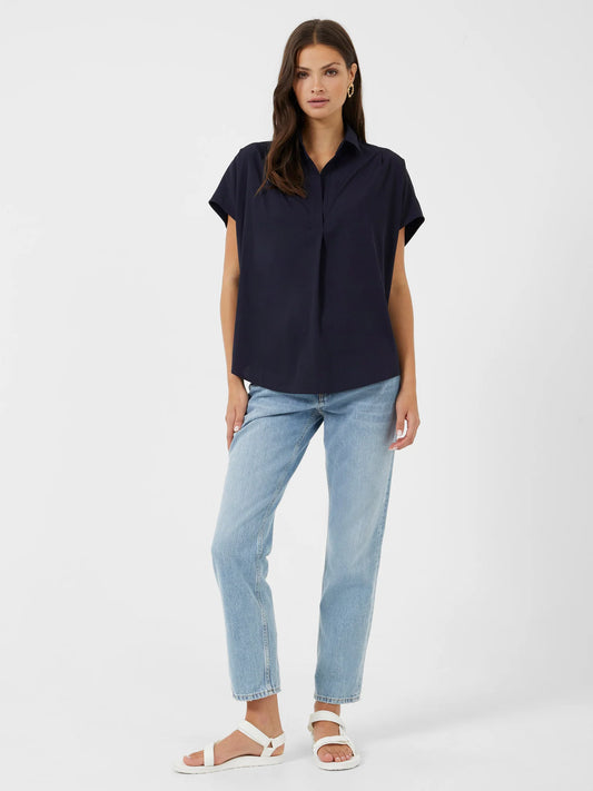 CREPE LIGHT POPOVER SHIRT UTILITY BLUE