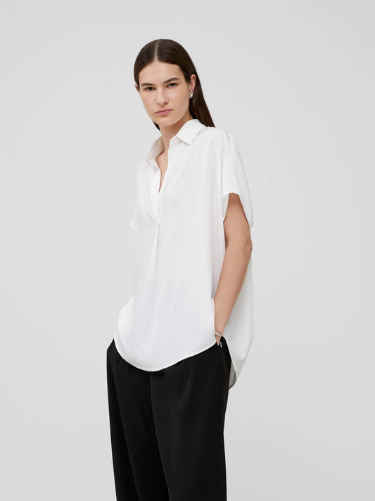 CREPE LIGHT POPOVER SHIRT WHITE