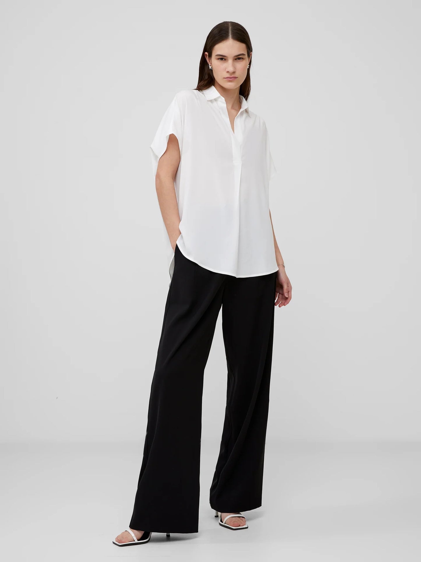 CREPE LIGHT POPOVER SHIRT WHITE