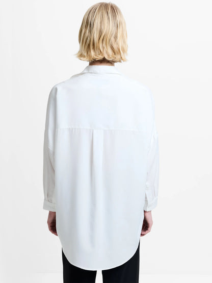 RHODES RECYCLED CREPE POPOVER SHIRT WHITE