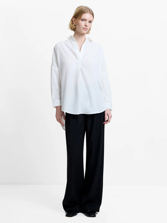 RHODES RECYCLED CREPE POPOVER SHIRT WHITE