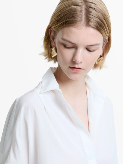 RHODES RECYCLED CREPE POPOVER SHIRT WHITE
