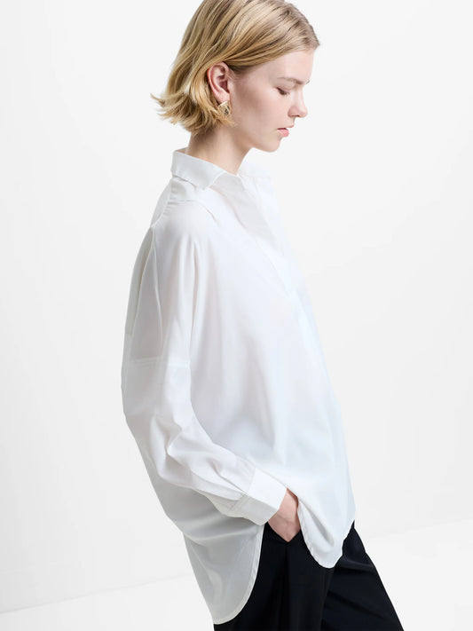 RHODES RECYCLED CREPE POPOVER SHIRT WHITE