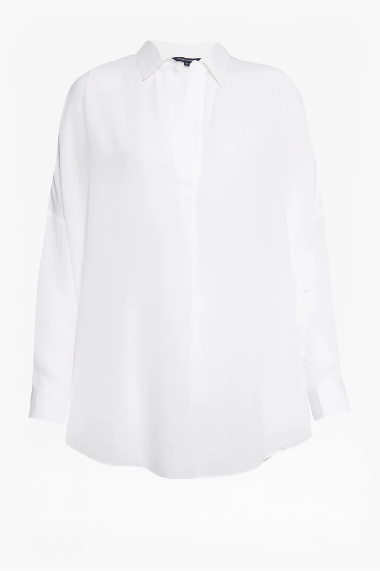 RHODES RECYCLED CREPE POPOVER SHIRT WHITE