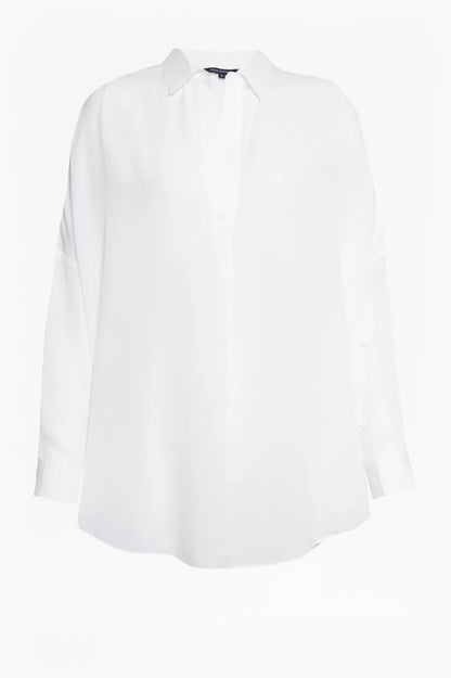 RHODES RECYCLED CREPE POPOVER SHIRT WHITE