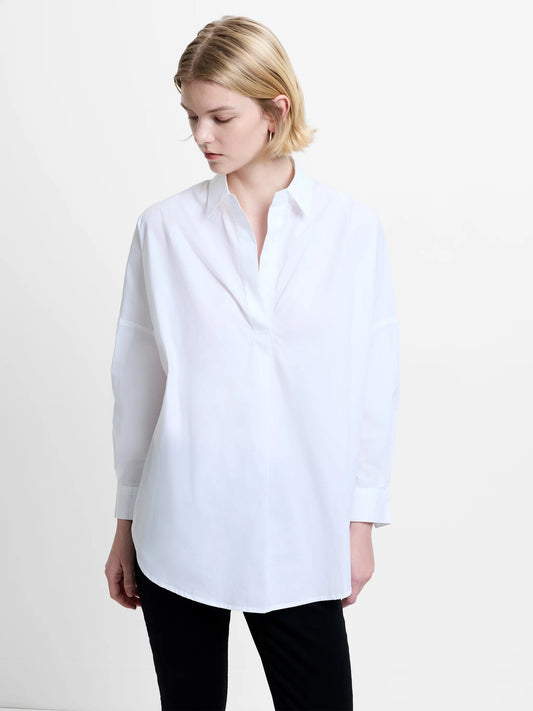 RHODES POPLIN POPOVER SHIRT LINNEN WHITE