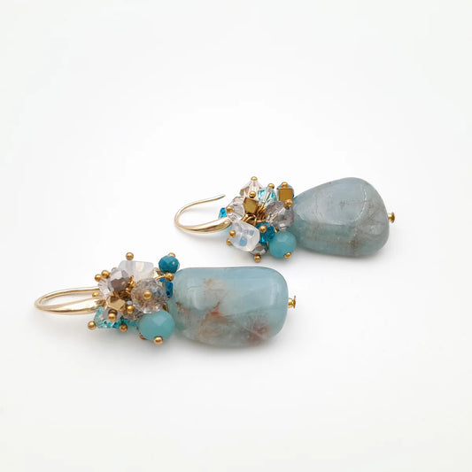 GEMSTONE ÖRHÄNGEN AQUAMARINE & GULD
