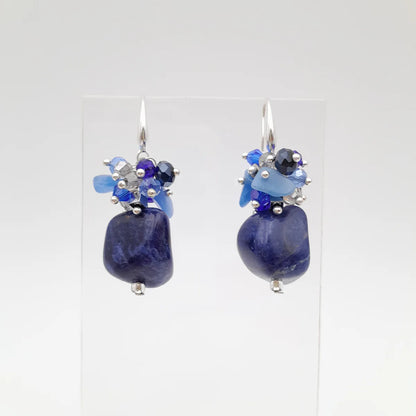 GEMSTONE ÖRHÄNGEN SODALITE & SILVER