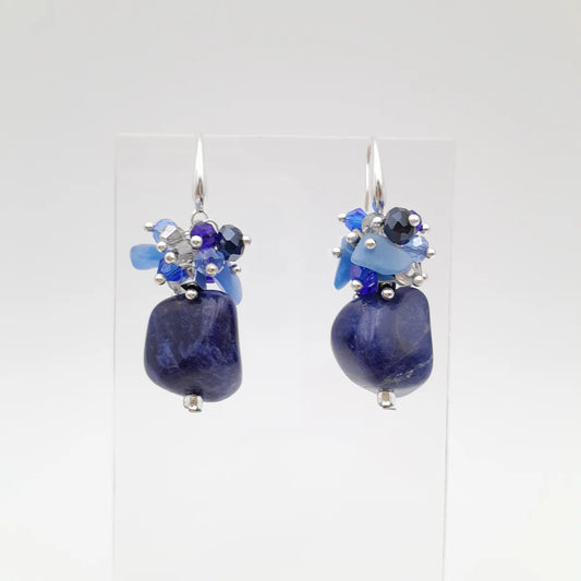 GEMSTONE ÖRHÄNGEN SODALITE & SILVER